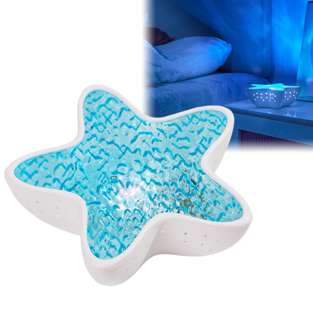 Starfish Ocean Projection Lamp,Romantic Water Ripple Night Light,7 Colors Night Lamp Romantic Water Ripple for Kids and Teens