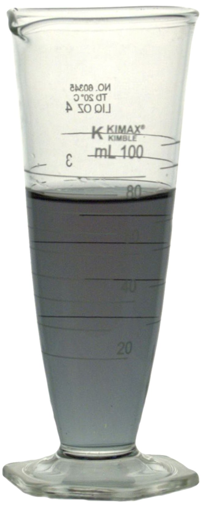 Kimble 60345-4 Borosilicate Glass Dual Scale Pharmaceutical Graduates Conical Cylinder, Calibrated to Deliver, 4 oz/100mL Capacity