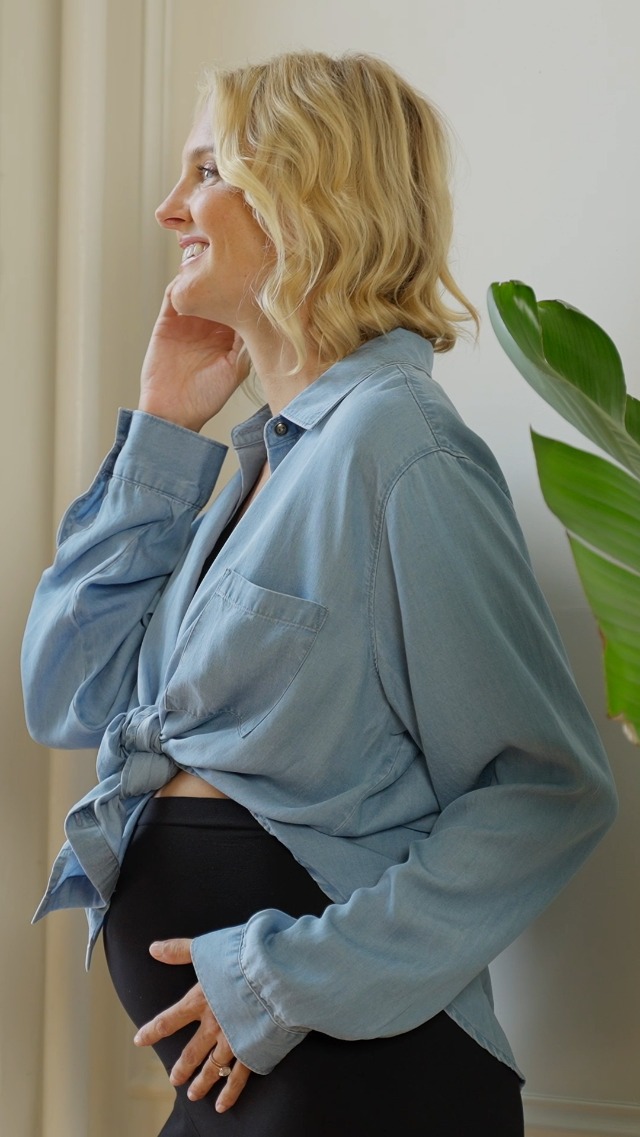 Motherhood Maternity Women's Button Down Poplin Long Sleeve Pregnancy Shirt,  Black, X-Small at Amazon Women's Clothing store