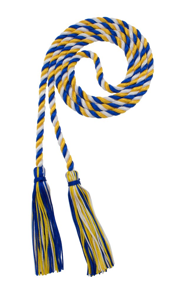 Tassel Depot Graduation Honor Cord - Royal/Gold/White - Every School Color Available - Made In Usa