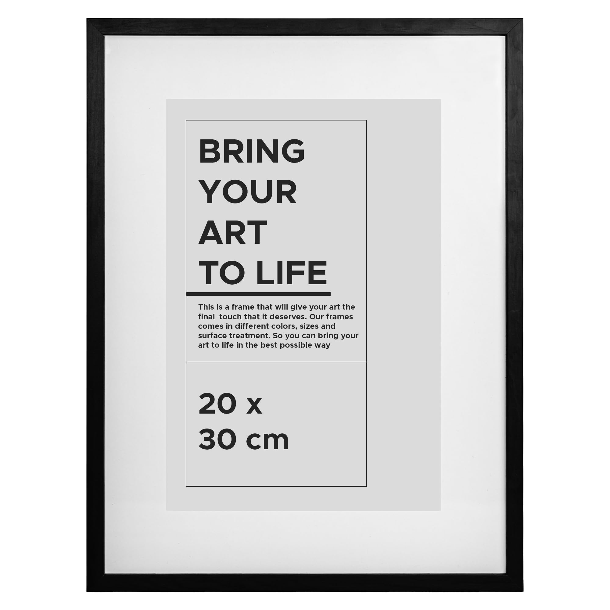 Picture Frame 20 x 30 cm Black Wooden Frame With Shatterproof Plexiglas