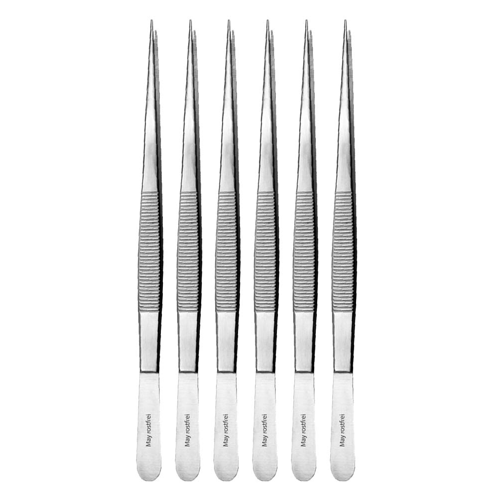 May Set 6x Technische Pinzette gerade 20 cm Modellbau Edelstahl
