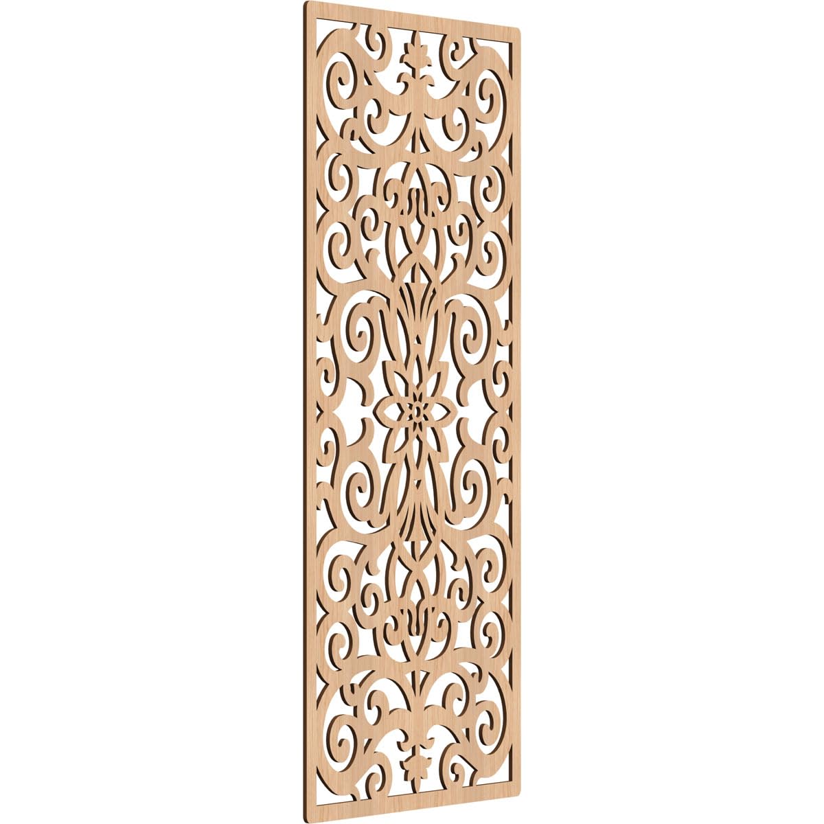 23 3/8"W x 59 3/8"H x 1/4"T Buel Decorative Fretwork Wood Wall Panels, Hickory