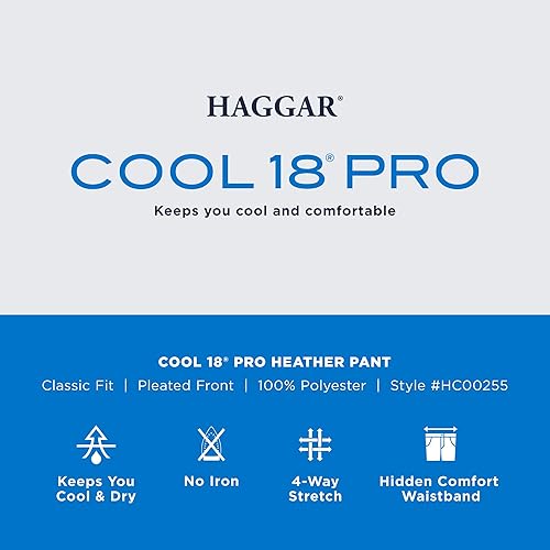 Miniatura 4 de Haggar Cool 18 Pro para hombres - Pantalón de ajuste clásico, con plisado frontal y cintura expandible oculta, tallas regulares y grandes y altas