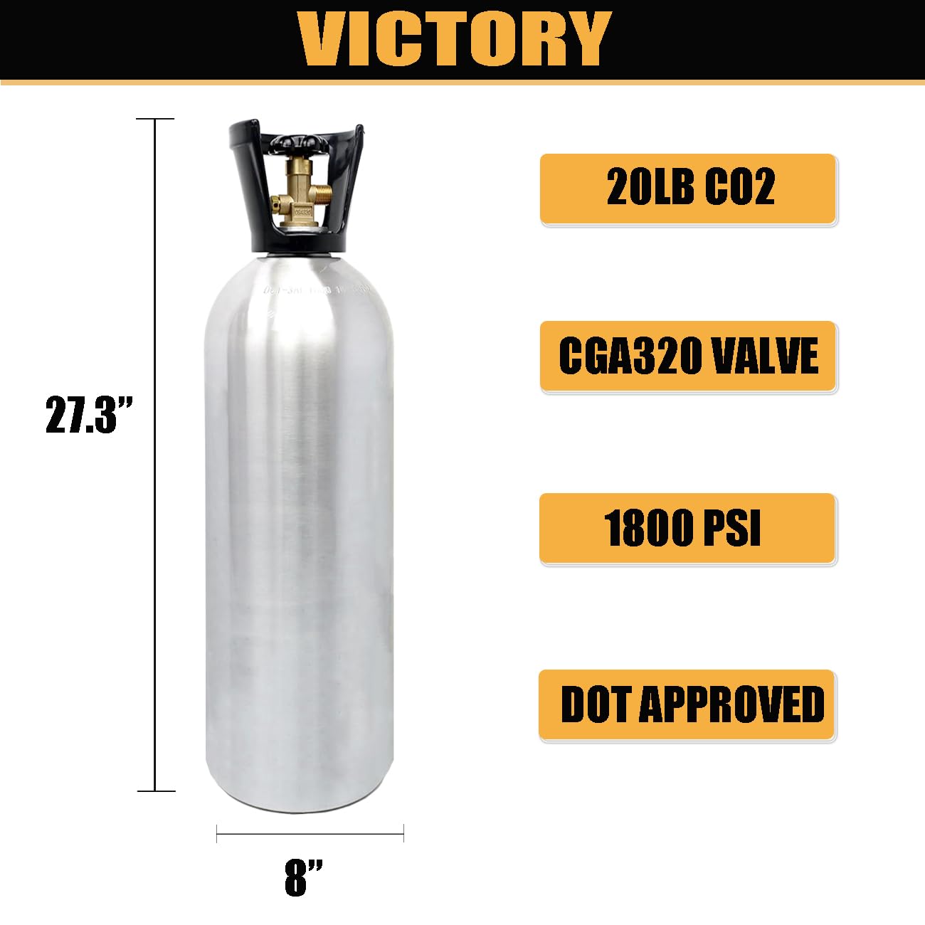 Victory 20lb CO2 Tank Aluminum Cylinder with CGA320 Valve