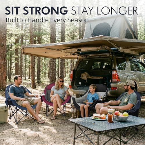 Image of Oversized Camping Chair for Adults 2 Pack - Heavy Duty Outdoor Padded Chair