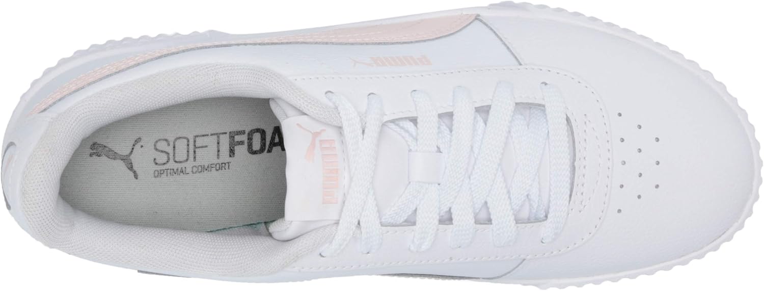 PUMA womens Carina Sneaker, Puma White-rosewater-rosewater, 7 US