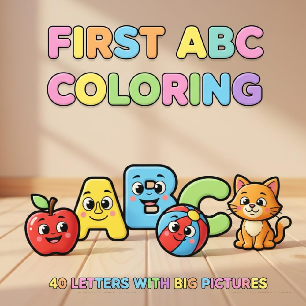 First ABC Coloring: 40 Letters with Big Pictures