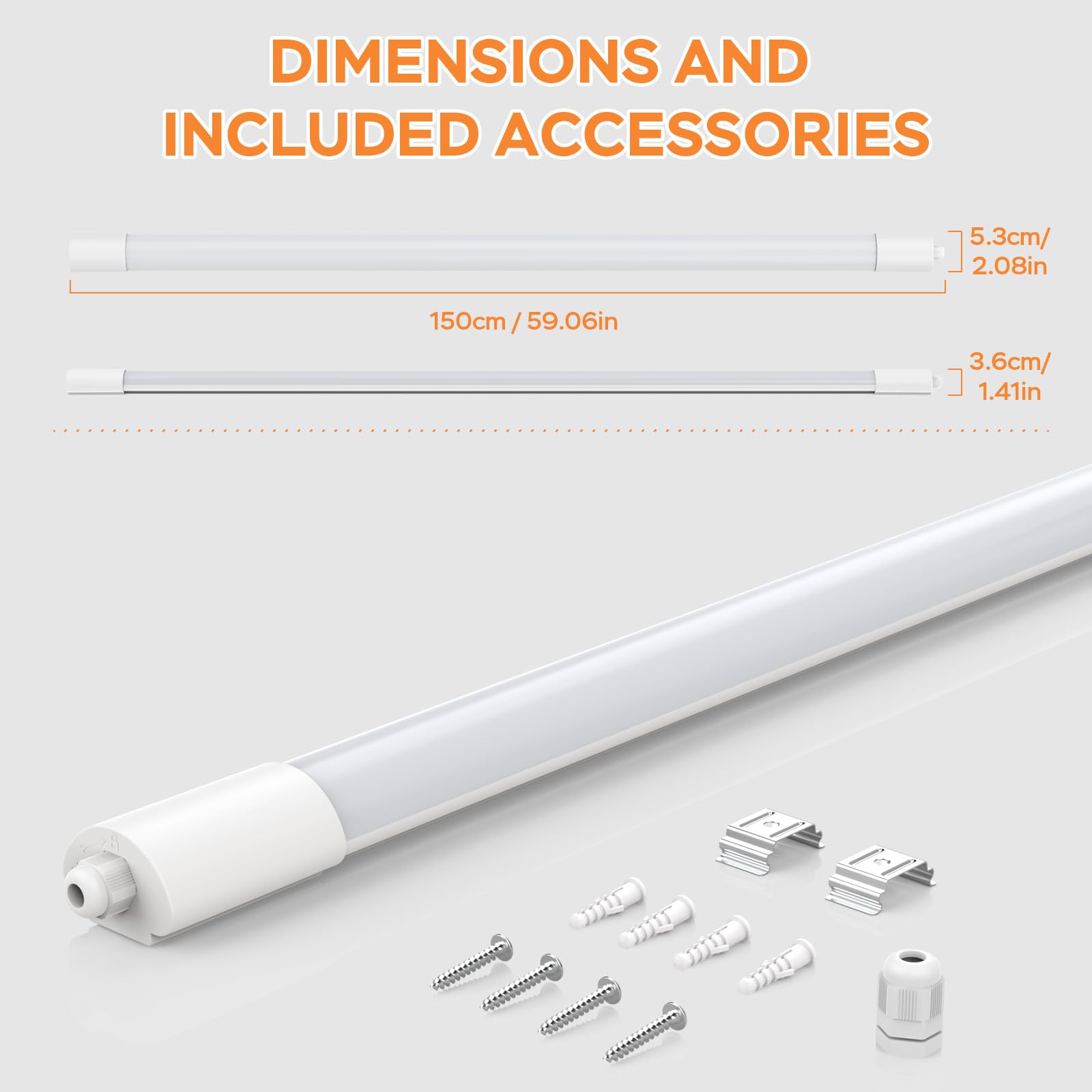 3pcs Led Feuchtraumleuchte 150CM, 45W 4500lumen Kaltlweiß 4000k, Led Werkstatt Deckenleuchte IP65 Wasserfest Feuchtraumlampe, Weiß Als Wohnzimmerlampe, Kellerlampe, Garagenlampe BüRo