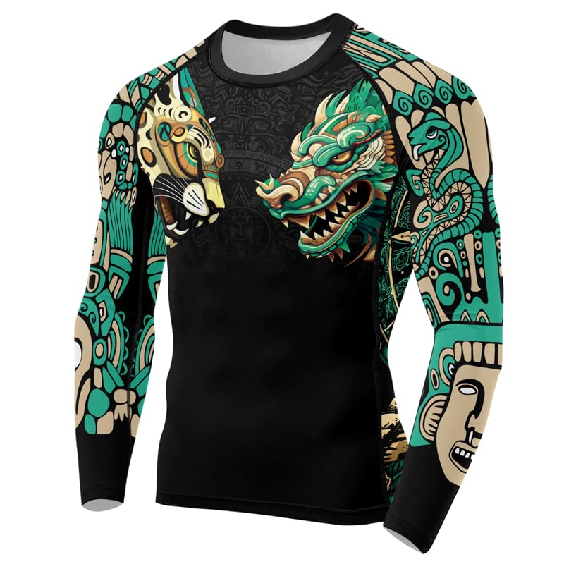 Aztec Rash Guard Shirt Long Sleeves Baselayer Performance Fit Compression MMA BJJ Jiu-Jitsu Workout Rash Guard2