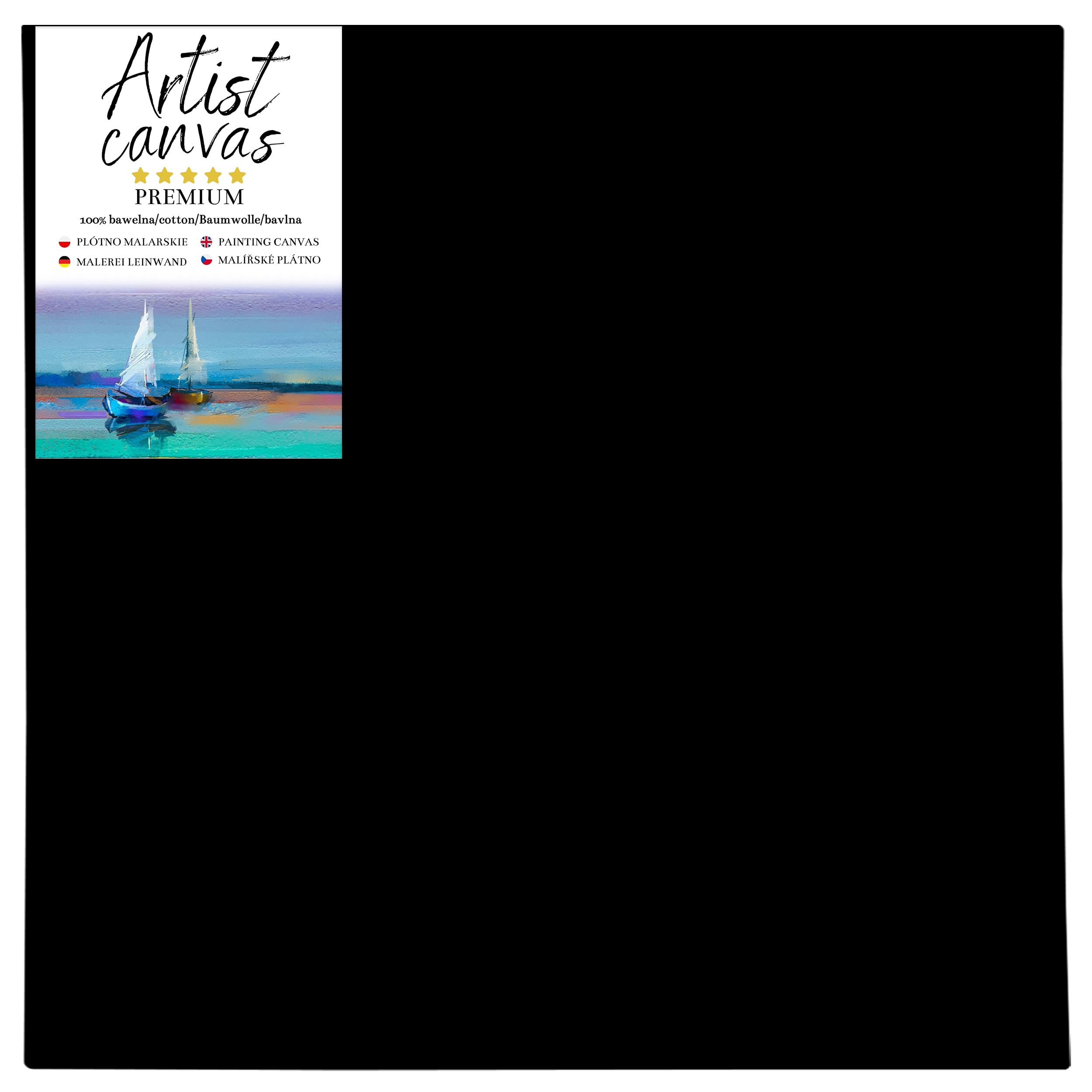 GP TONER Canvas for Painting Cotton Black Stretched Canvas for Painting Wooden Frames 16x16 in