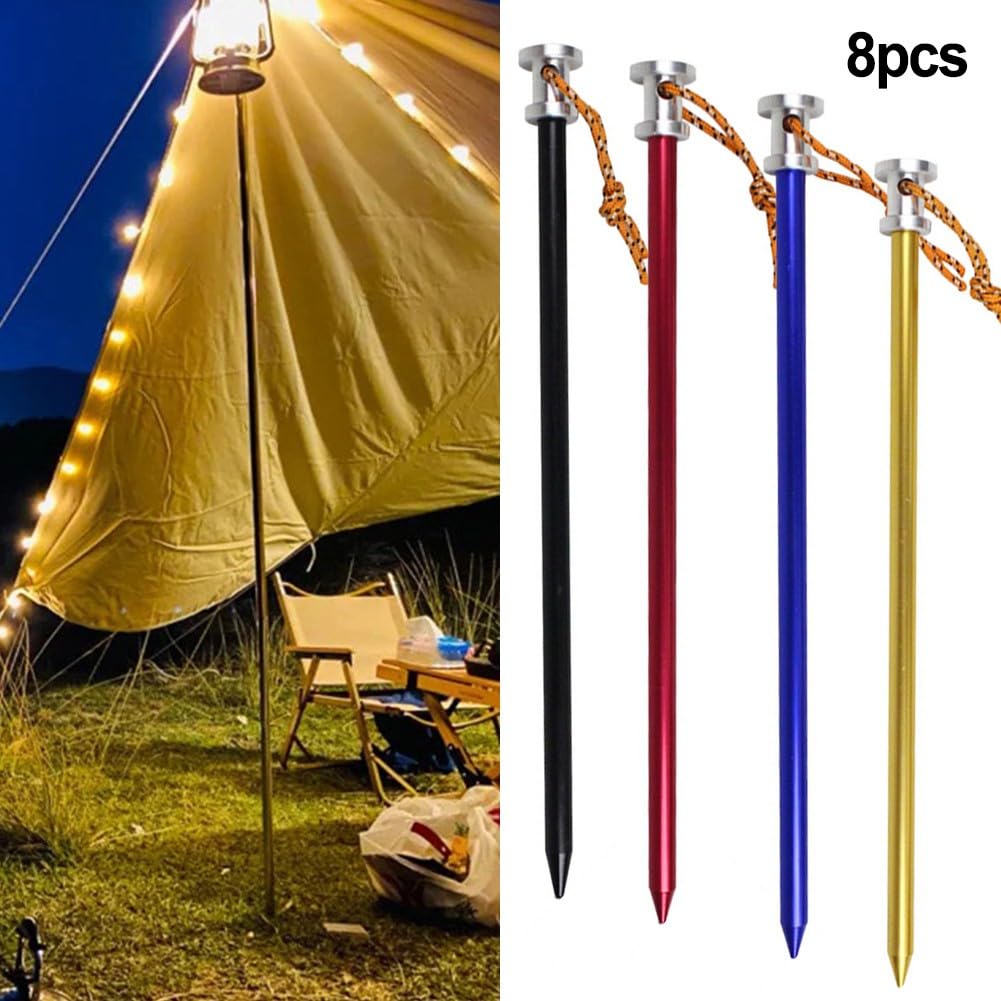 EpheyFIF Zelt-Bodennägel, 23 cm, Aluminiumlegierung, strapazierfähig, winddicht, Verstärkungsstäbe mit Seilheringen, für den Außenbereich, 8 Stück Sport & Freizeit