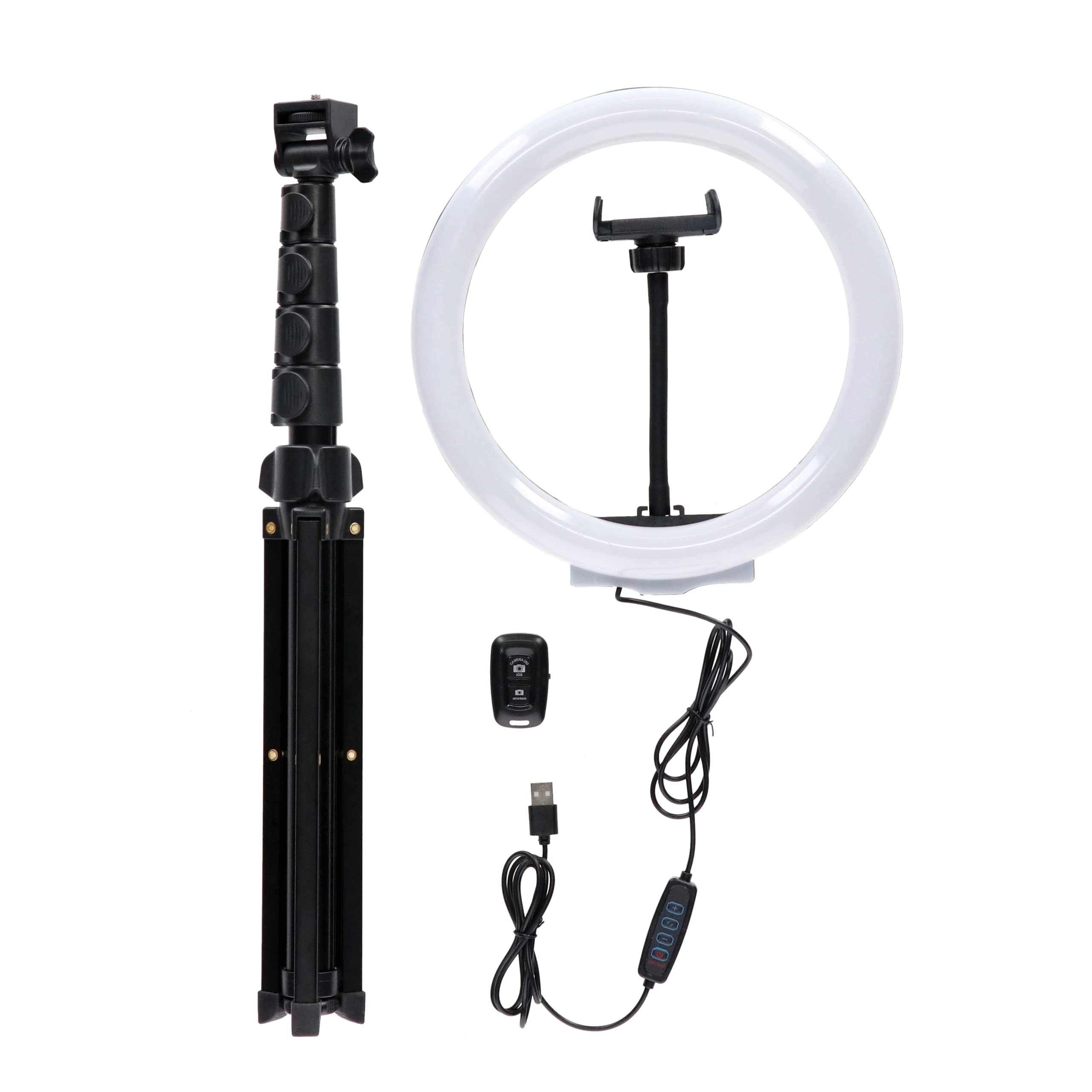 Rollei Lumis Comfort Ring Light Bi-Color, luce ad anello con supporto per smartphone, telecomando per smartphone e treppiede, 120 LED (60 x bianco caldo e 60 x bianco freddo), 28585, nero