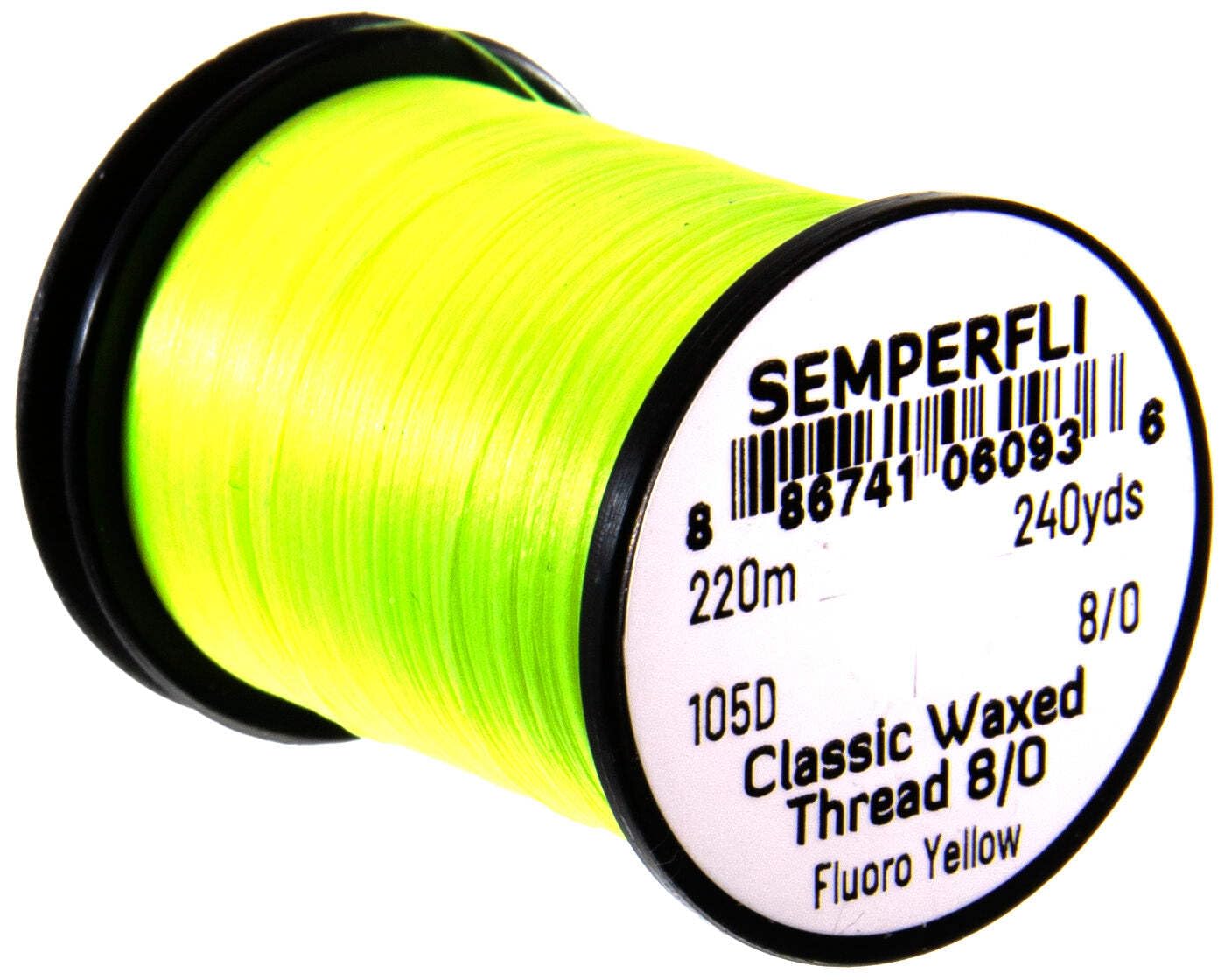 Semperfli Classic Waxed Fly Tying Thread (Fl. Yellow, 8/0)