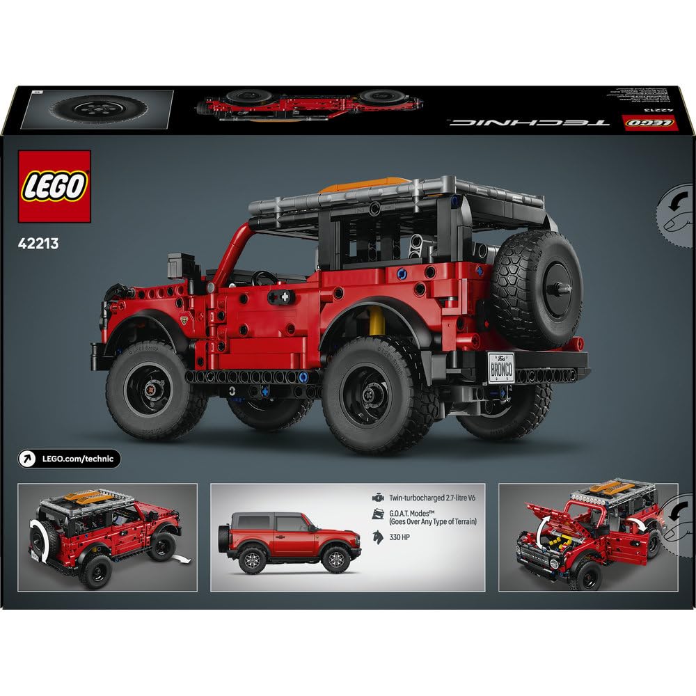 LEGO Technic SUV Ford Bronco, model samochodu do składania dla 9-latka, zabawka konstrukcyjna dla chłopców, dziewczynek i fanów motoryzacji, pomysł na prezent dla dziecka i ozdoba do pokoju 42213