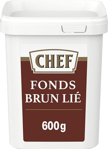 CHEF Fonds Brun Lié Déshydraté - Goût Prononcé de Bœuf Rôti - Sauce Brune Intense et Brillante - Gain de Temps en Cuisine - Aide Culinaire, Sauce, Fonds, Fumet - Pot de 600g pour 15L à 40L - 1