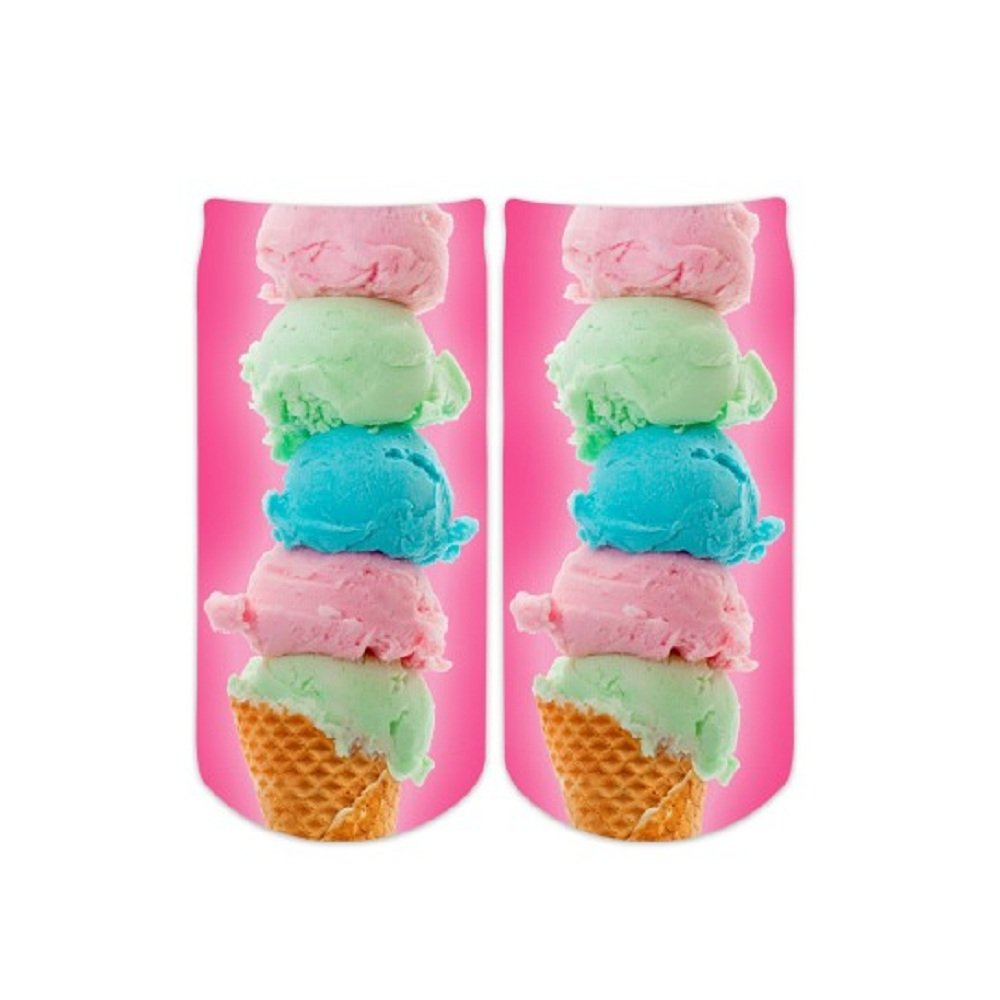 Sublime Designs SD06-SWT-ICE Photo-Real Ice Cream Cone No-Show Socks