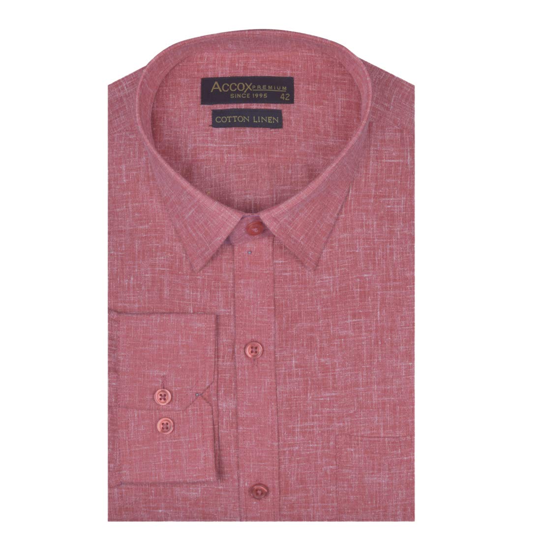 ACCOX Men's Full/Long Sleeves Formal Regular Fit Plain Cotton Linen Shirt(GO579)