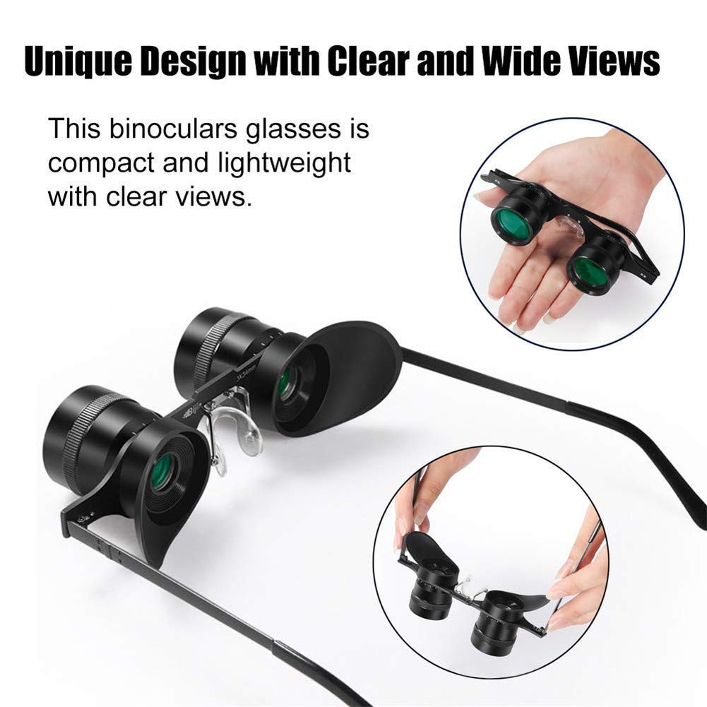 Vissen Verrekijker Bril Handsfree, 8x Zoom Handmatige Focus Handsfree Operabril voor Volwassenen, HD Groene Film Ergonomische Neussteun met CPL-filters voor Concerten