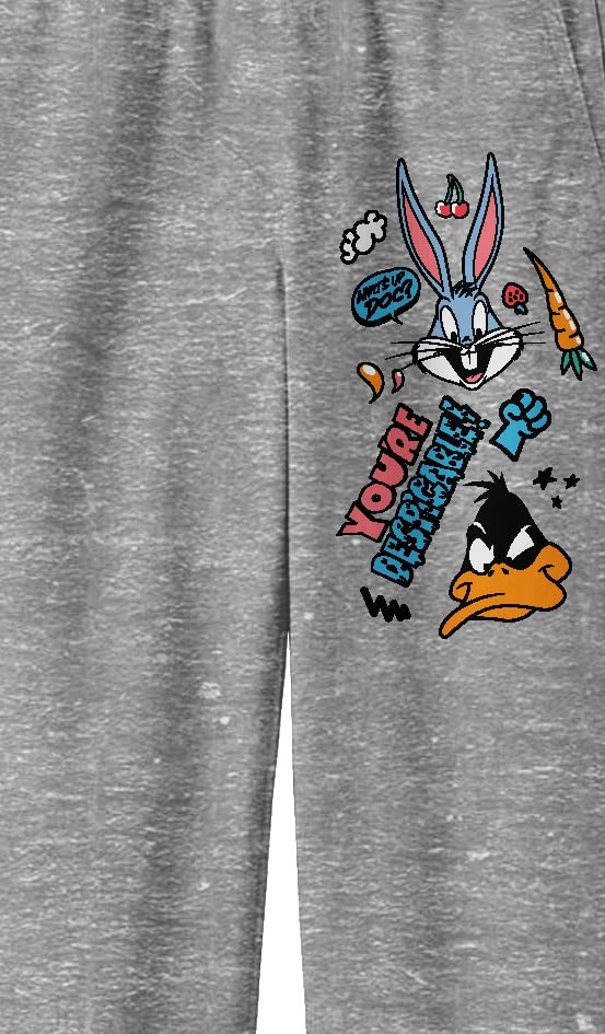 Looney Tunes Bugs Bunny and Daffy Duck Youth Heather Gray Graphic Sweats2