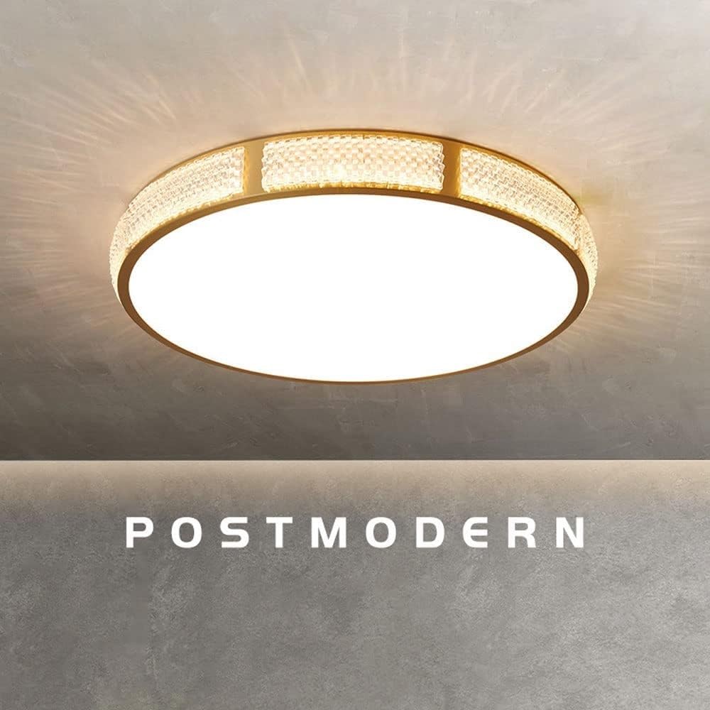 Minimalistyczna lampa sufitowa w pełni miedziana, luksusowa kryształowa lampa sufitowa, okrągła lampa sufitowa LED do montażu podtynkowego do sypialni, gabinetu, salonu, sypialni,