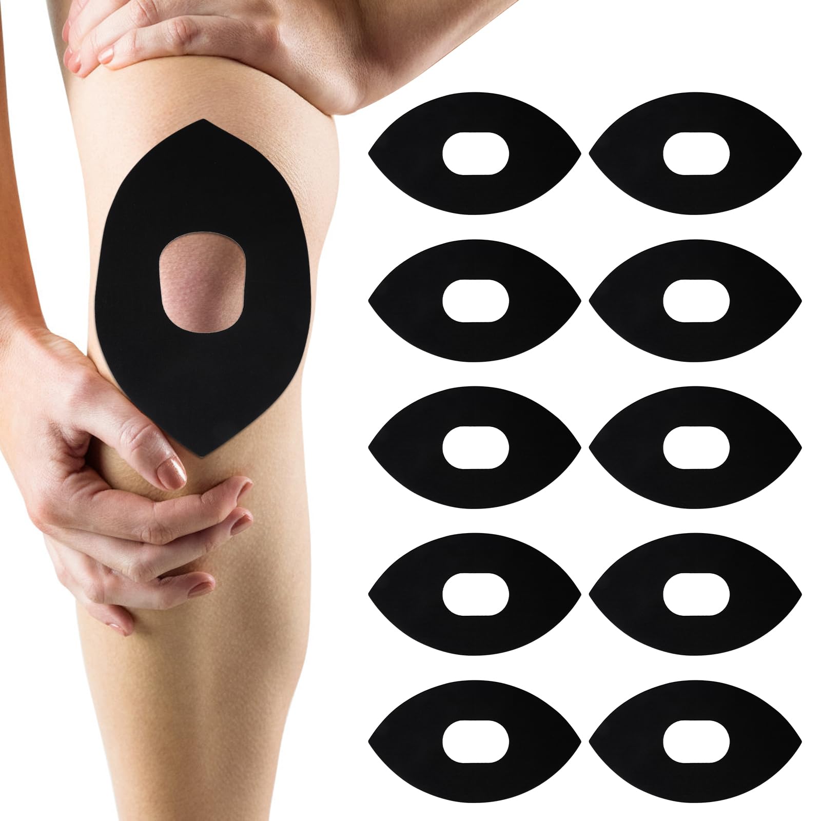 APOMOONS 10 Pezzi Tape Sportivo per Ginocchia, Kinesio Tape Kinesiologico Pretagliati, Taping Kinesiologico per Il Dolore e Il Sostegno del Ginocchio, Nastro Kinesiologico