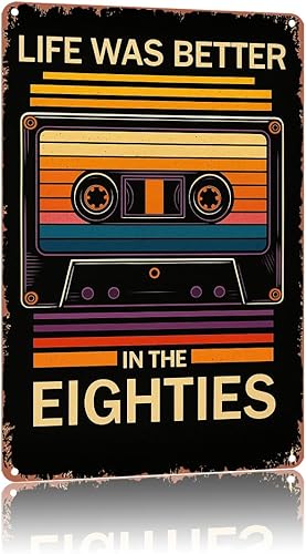 Cartel de metal vintage con cinta de casete de 80, decoración de pared para el hogar, dormitorio, sala de estar, bar, restaurantes, etc. Placa de 12