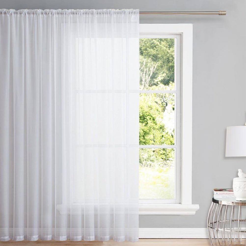 Helweet Cortinas Salon Modernas, Visillos Blancos Dormitorio, Cortinas para Ventana Dormitorio, Suave al Tacto, Adecuado para Dormitorio, Sala de Estar, Comedor, Decoración de Oficina, 140 x 260cm
