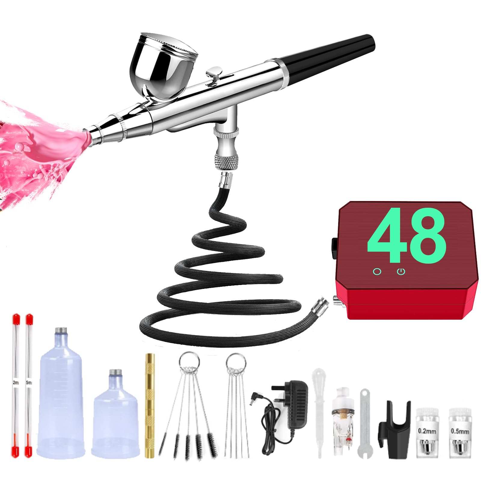 Kit aérographe nail art MADETEC avec compresseur réglable 3 psi et 3 buses interchangeables
