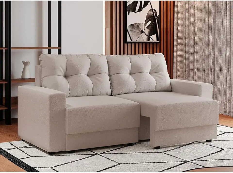 Sofá 2 Lugares Retrátil Lubeck Linho Cru