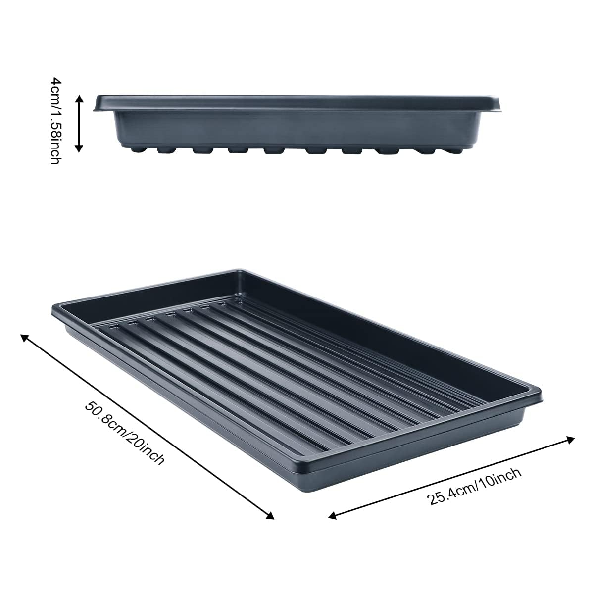 5 Pièces Plastique Plateau de Culture Plateau Semises Réutilisable Bac pour Plantation Noir pour Hydroponique en Serre Germination des Plantes de Semises (5, 10 x 20 inches)