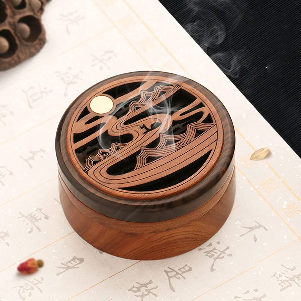 Räucherstäbchenhalter Weihrauchbrenner Holz Aromatherapie Weihrauchbrenner mit hohlen geschnitzten Abdeckung Sandelholz Weihrauchbrenner Haushalt Weihrauchbrenner Ornamente Räucherstäbchen Halter