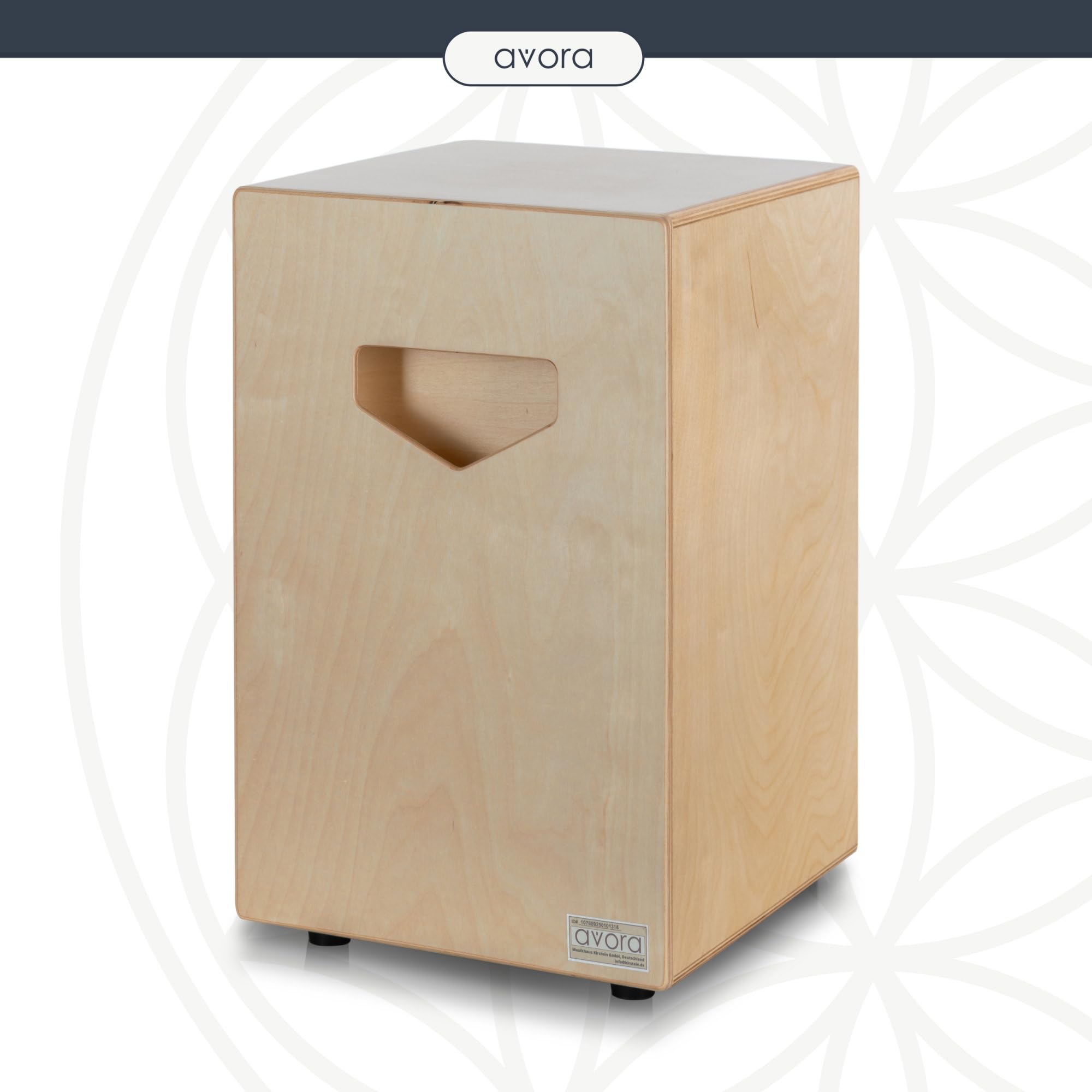 Avora Bass Boost Cajon - Percussion Trommelkiste mit verstärktem Bass - Sitztrommel mit Integrierter Griffschale - Snare-Effekt - Inkl. Sitzpad aus Neopren - Instrument mit Akazien-Furnier - Braun