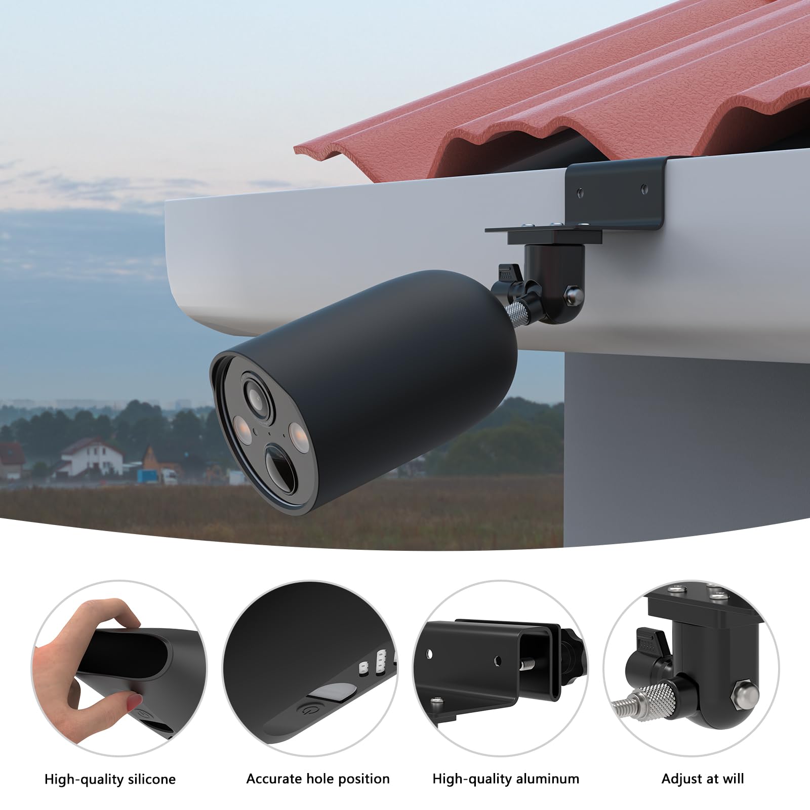 TP-Link Tapo C425 Supporto per fotocamera esterna con custodia in silicone per TP-Link Tapo C425 telecamera di sorveglianza esterna, supporto accessori