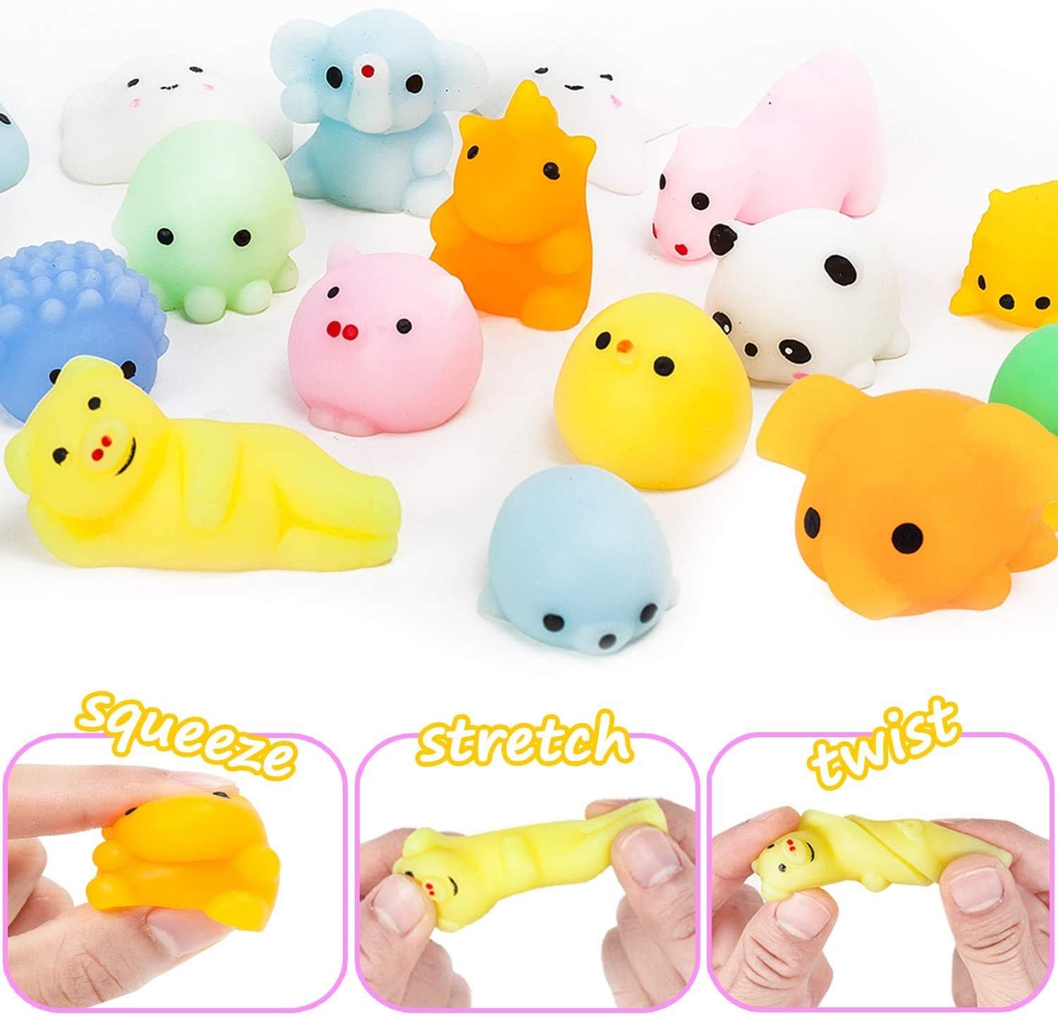 Dioju 200 Pcs Mochi Squishy Toy, Mini Kawaii Squishies Bulk Sensory Fidget Toys Goody Bag Party Favors For Kids, Classroom Prizes Pinata Filler Carnival Stocking Stuffers Christmas Birthday Gifts