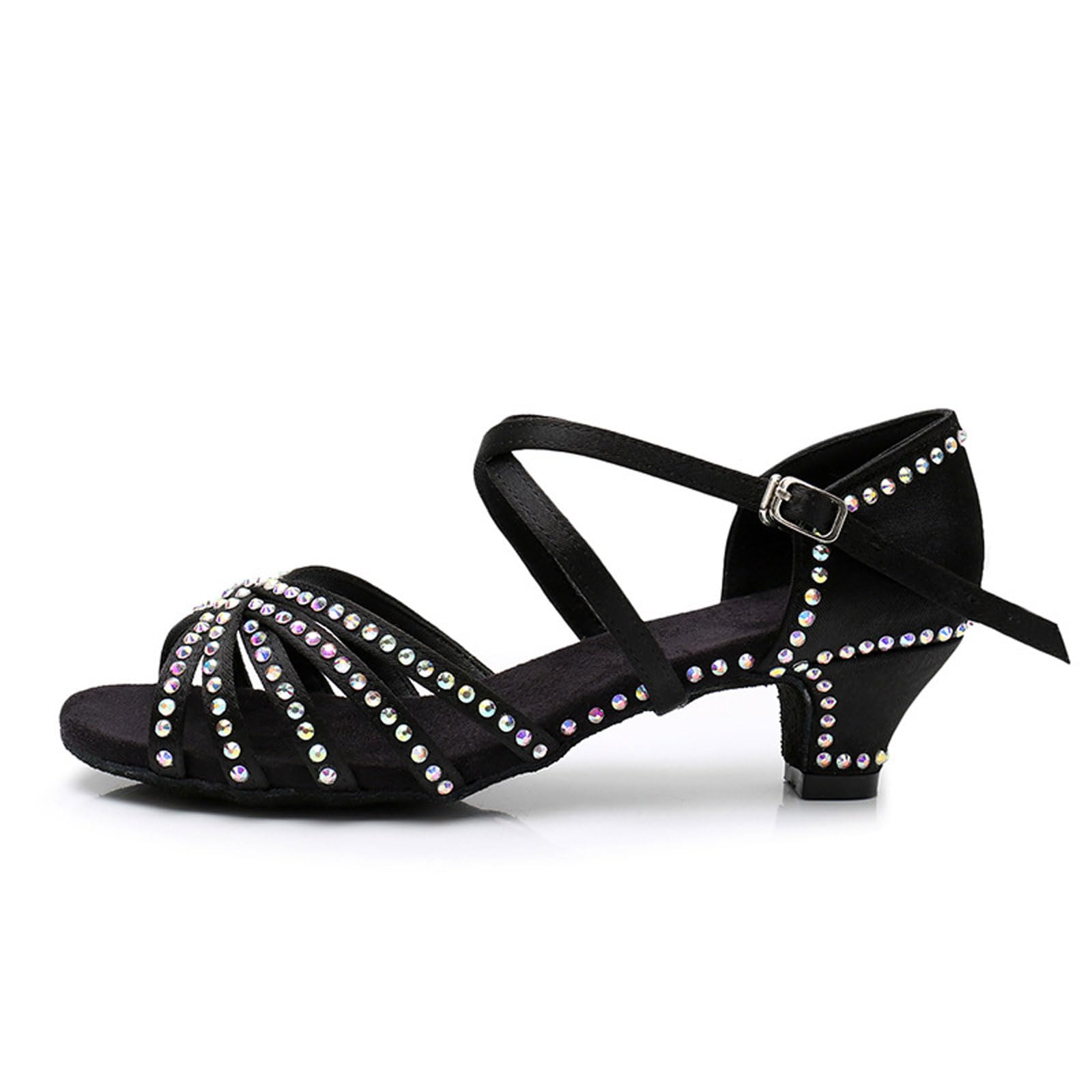 LuminescentDream Latin Shoe,Satin Dance Shoes,Glitter Rhinestones Salsa Latin Dancing Shoes,Breathable And Comfortable Sparkly Dance Dancing Shoes For Girls Women