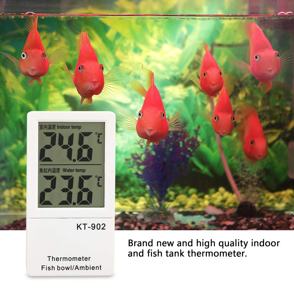 Fdit Termómetro de Acuario Digital de LCD Termómetro de Tanque de Peces Alarma Dual de Temperatura Metro de Exhibición de Temperatura
