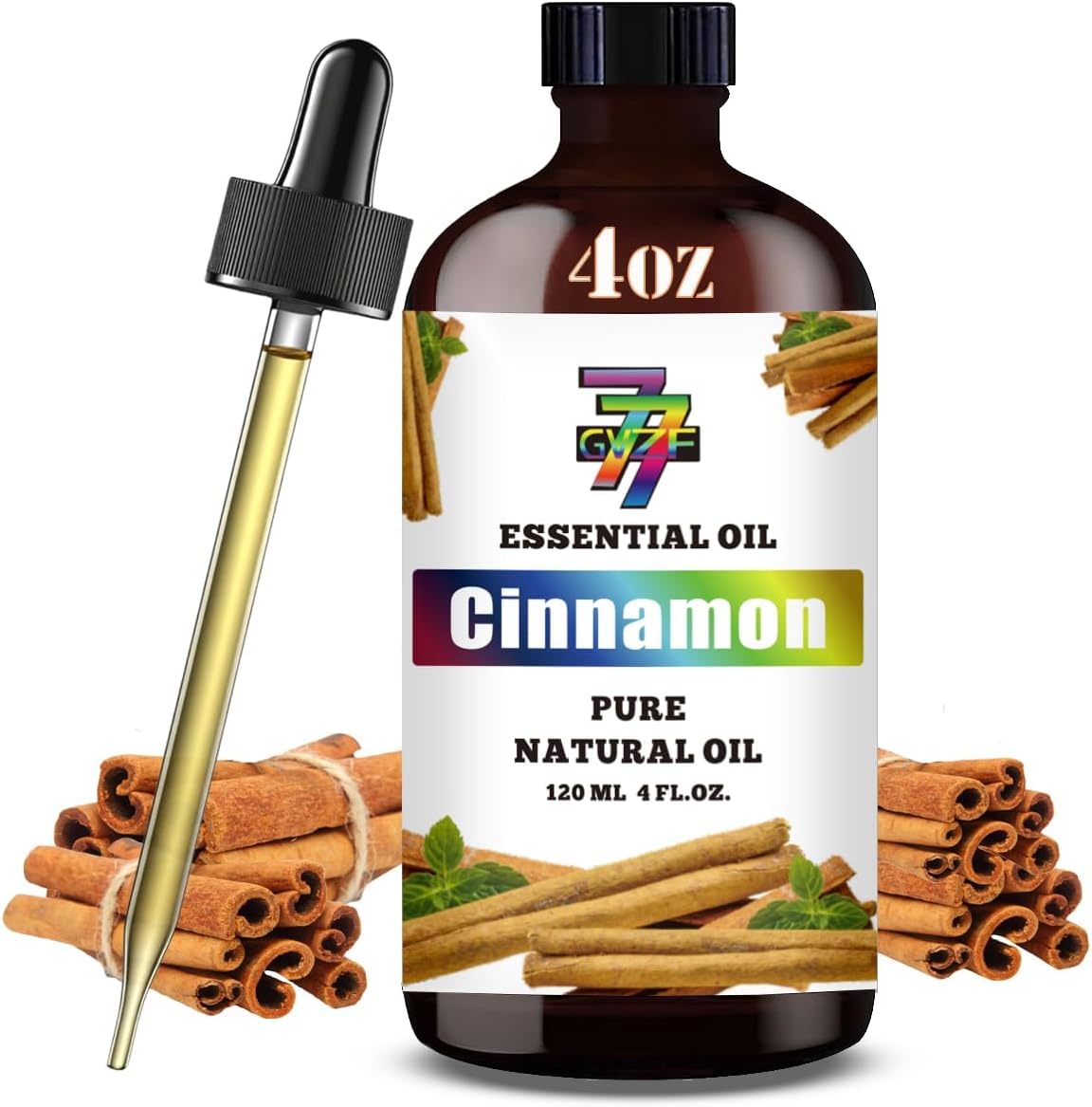 Cinnamon Essential Oil, Cinnamon Oils, for Diffuser, DIY Candles, Soap, Humidifier, Fall Home, Kitchen, Gift, Essential Oil, GV77ZF Cinnamon Fragrance Oil - 4 fl oz (120 ml)