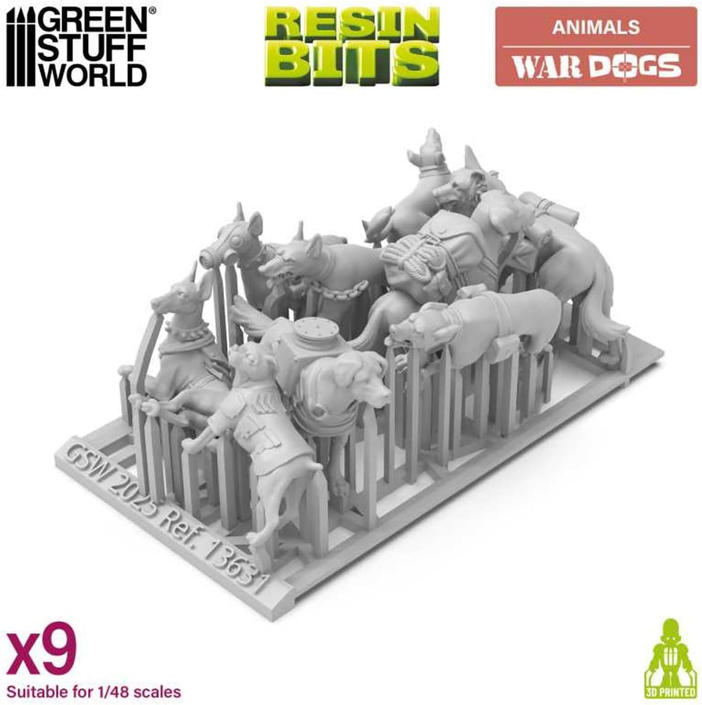 Green Stuff World War Dogs Miniatures Set – 1:48 Scale Unpainted Resin Figures for Tabletop Games, Dioramas, and Miniature Painting – 3D Printed Fantasy Creatures for Hobby & RPG Collections image 3