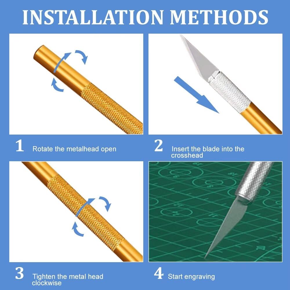 2 stuks scalpel met 20 reservemesjes, knutselmes, cuttermes, hobbymes, snijmes, cutter voor doe-het-zelf kunst, werk, snijden