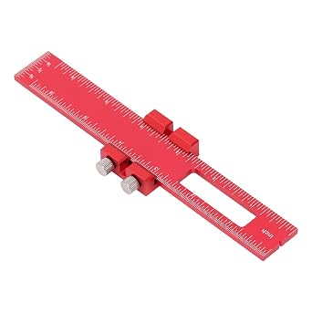 6 Inch Slide Stop Marking Ruler Adjustable Sliding Scribing Tool with Locking Screws and End Slot for Woodworking Carpentry Mechanics