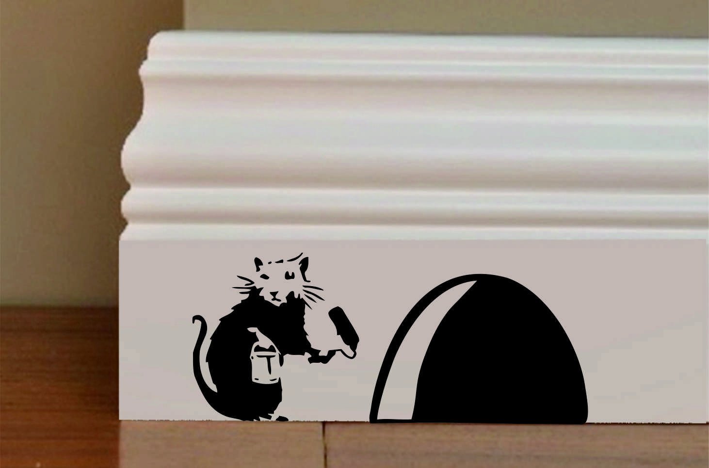 Level 33® Banksy Rat Mouse Hole - Vinyl Decal for Skirting Boards and Walls