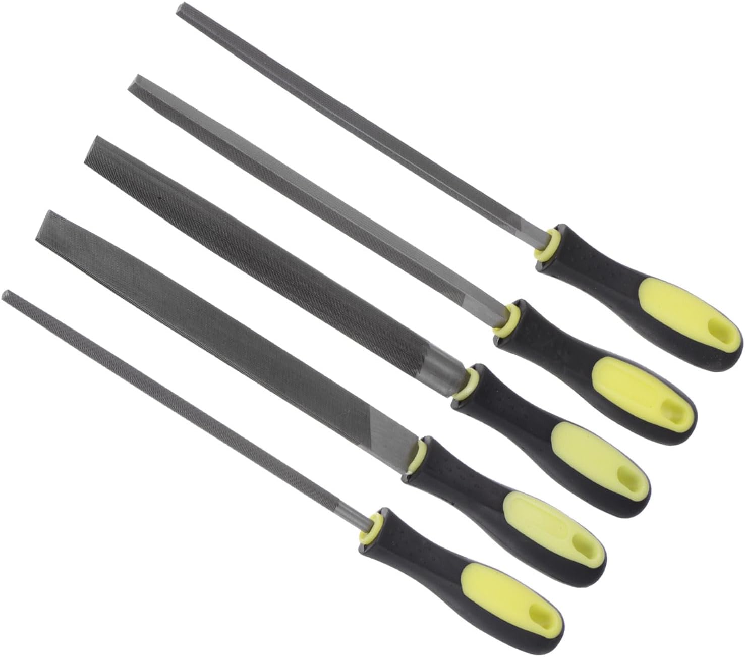 Metal File Set, | 10 Inch File Length |, High Carbon Steel Medium Cut File Hand Rasp with Anti-Slip Grip Handle - (Applications: for Shaping Metal Wood Plastic), 5-Pieces