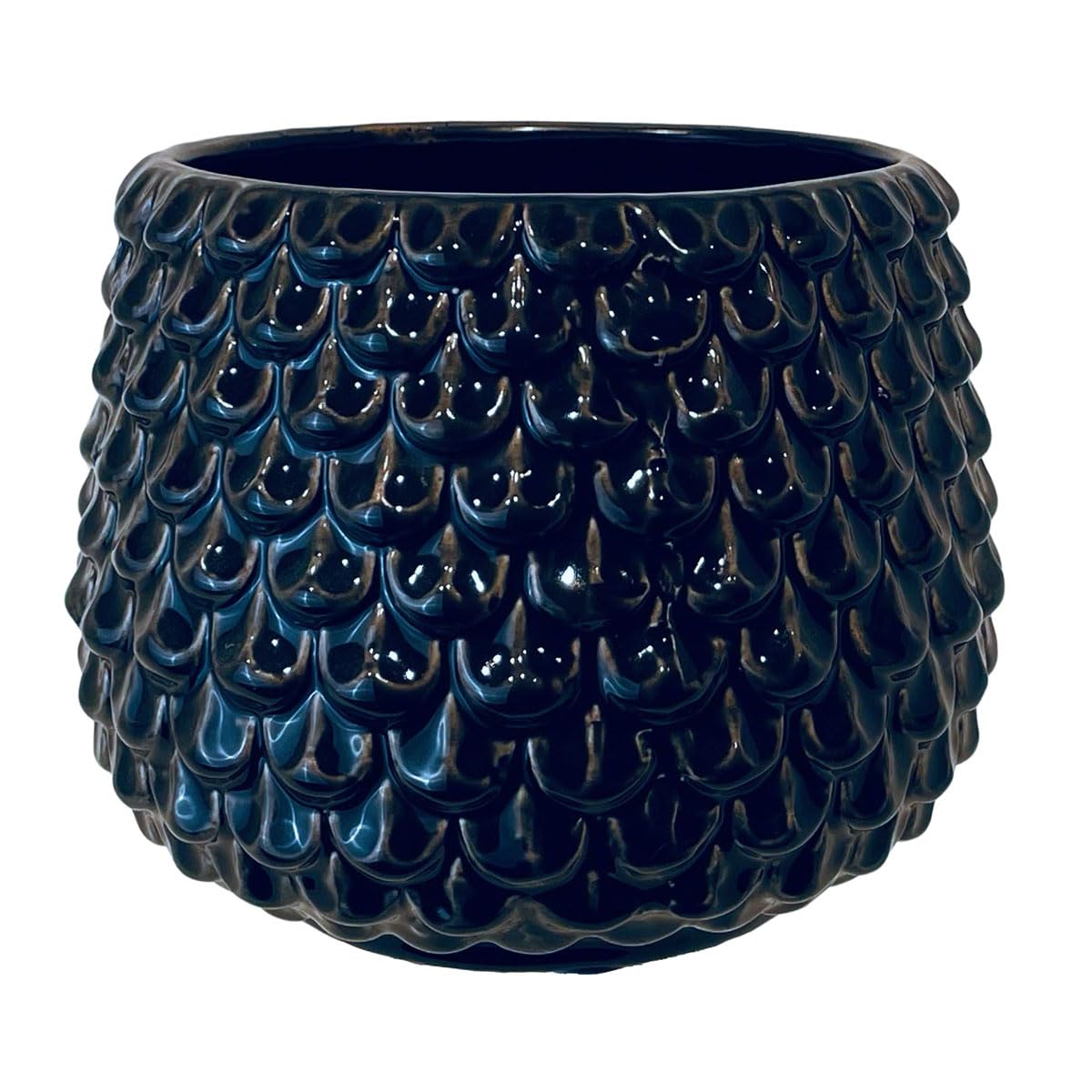 Nordring Ceramic Flower Pot Pino - colorful Planter, Pot for plants sukkulents Size M (13,5 cm ø) Dia 5,25'' H 4,5'', Stoneware, black