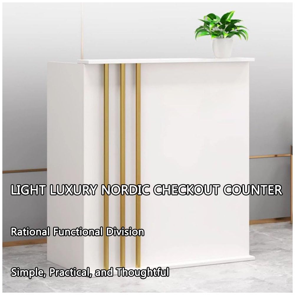 Scrivania moderna con cassetti chiudibili Elegante bancone anteriore per uffici, aziende e supermercati - Design piccolo (colore: A)