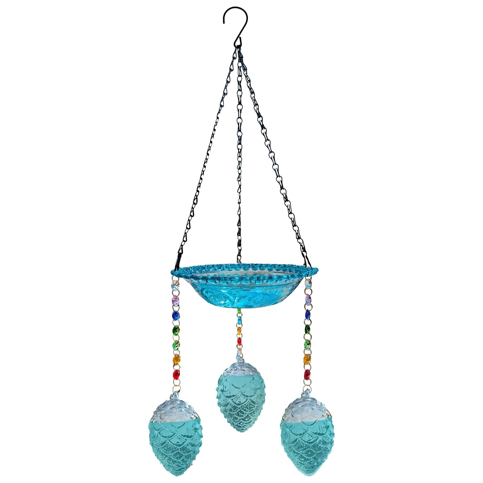 2-in-1 Hänge-Kolibri-Futterstation & Vogeltränke aus Glas, kompaktes blau-grünes Design, leicht zu reinigen