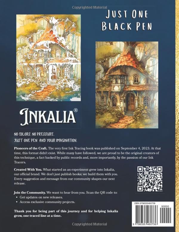 Ink Tracing Fairy Houses Coloring Book - Chroma Ink Edition Original Concept: Transform Pre-Colored Designs Using Only a Single Black Pen / A ... (Inkalia Classic Ink Tracing Collection) image 3