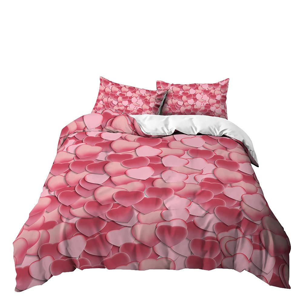 Meiju-Shop Men's Passionate Love Meiju Duvet Cover Set 3 Piece For Single Double Super King Size Bed, 3D Sweet Love Printed Bedding Set Microfibre Bed Set With Quilt Case And Pillowcases 50X75cm (,240X220cm)