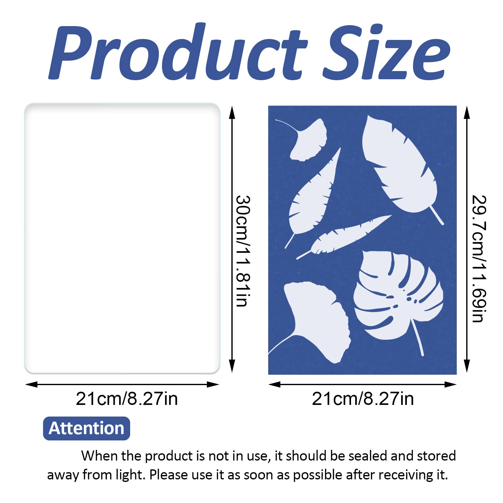 16 Feuilles Papier Cyanotype A4 + Acrylique - Papier Impression Solaire Sensible Pour Créations DIY