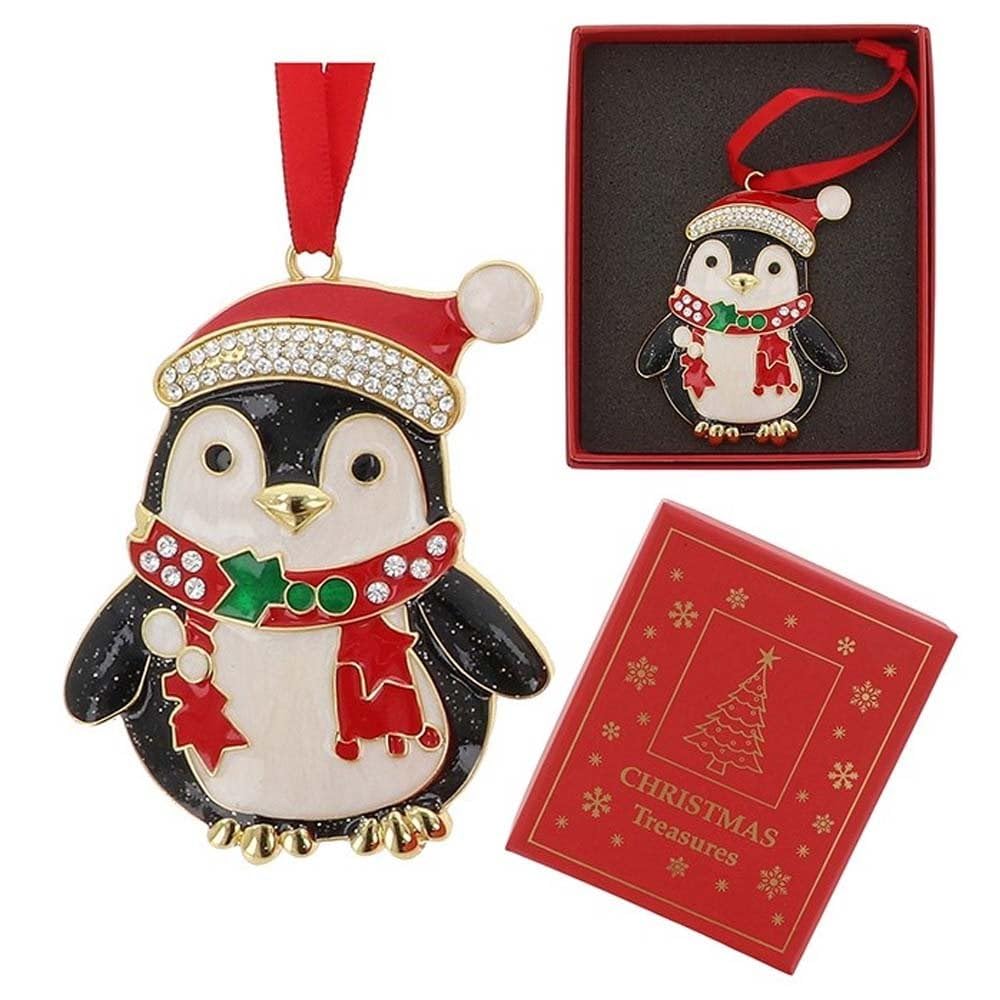 Shudehill Giftware Xmas Treasures Festive Penguin Boxed Hanging Decoration